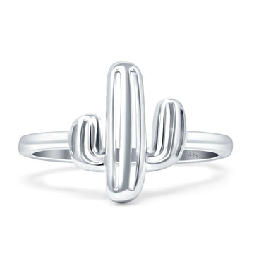 Cactus Ring Simple Plain Statement 14K White Gold Wholesale
